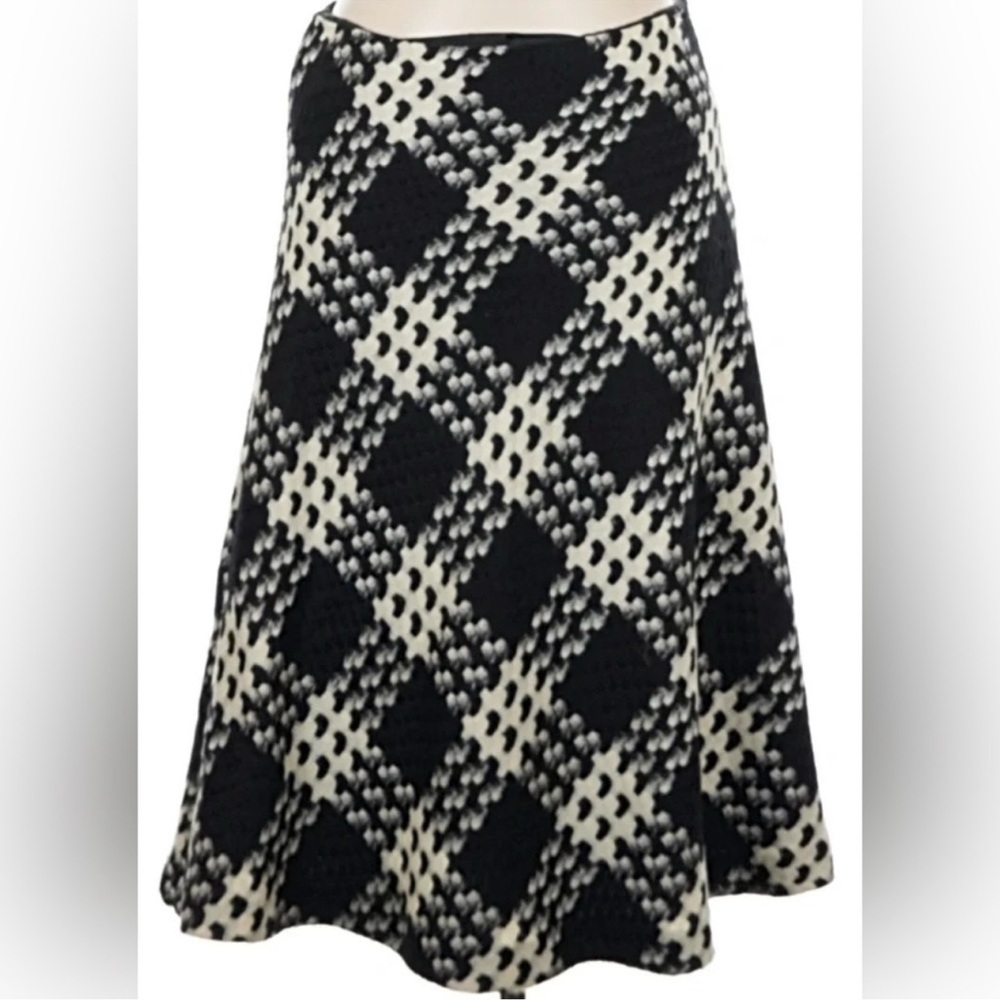 Express Lambswool A-Line Skirt Black White Plaid Button Detail Size 13/14 - Picture 3 of 6